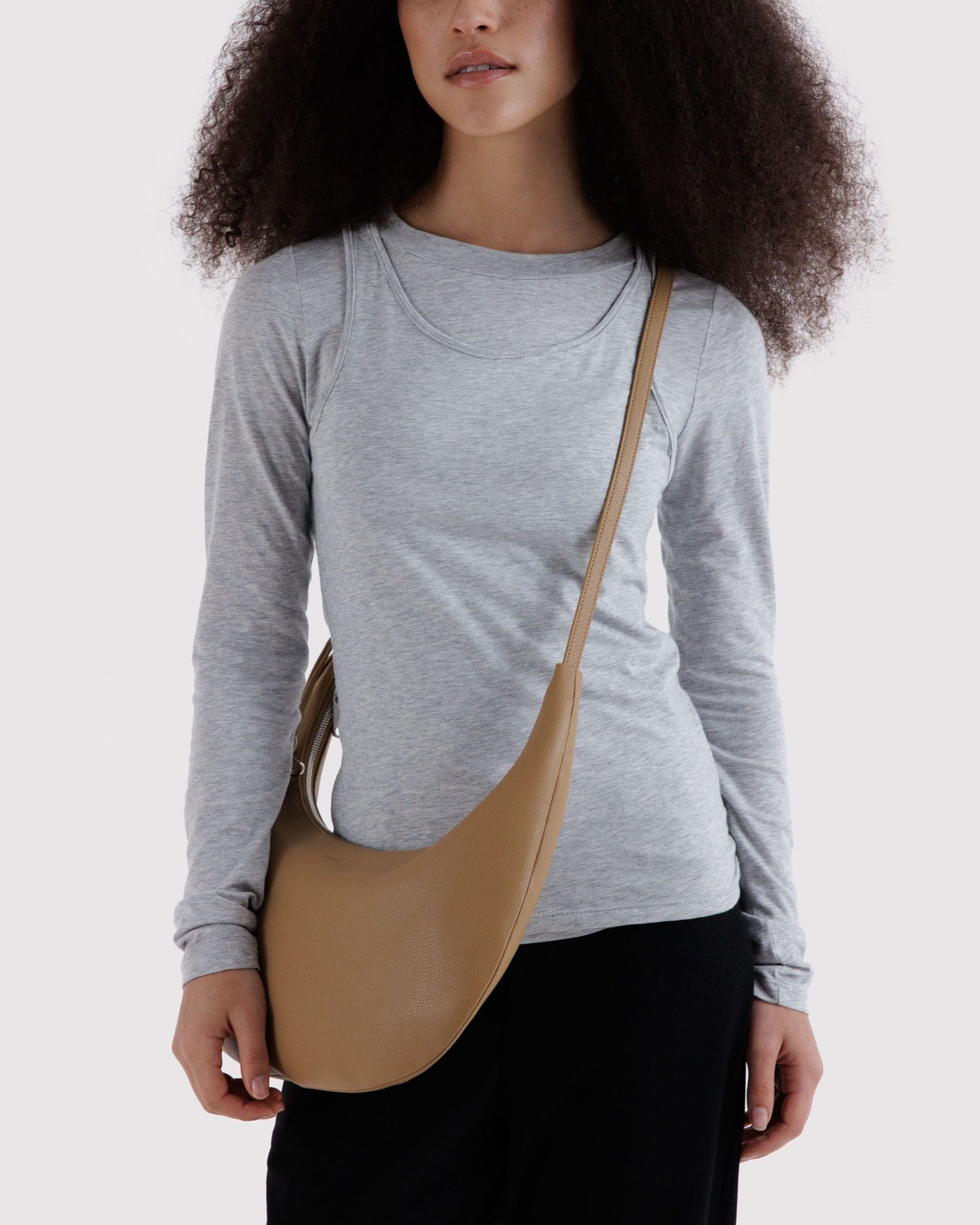 Medium Recycled Leather Flat Crescent T6