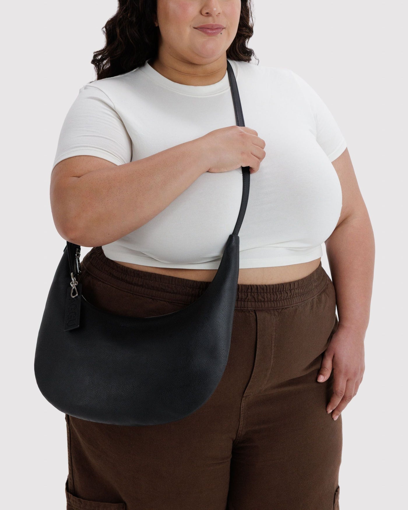 Medium Recycled Leather Flat Crescent T6