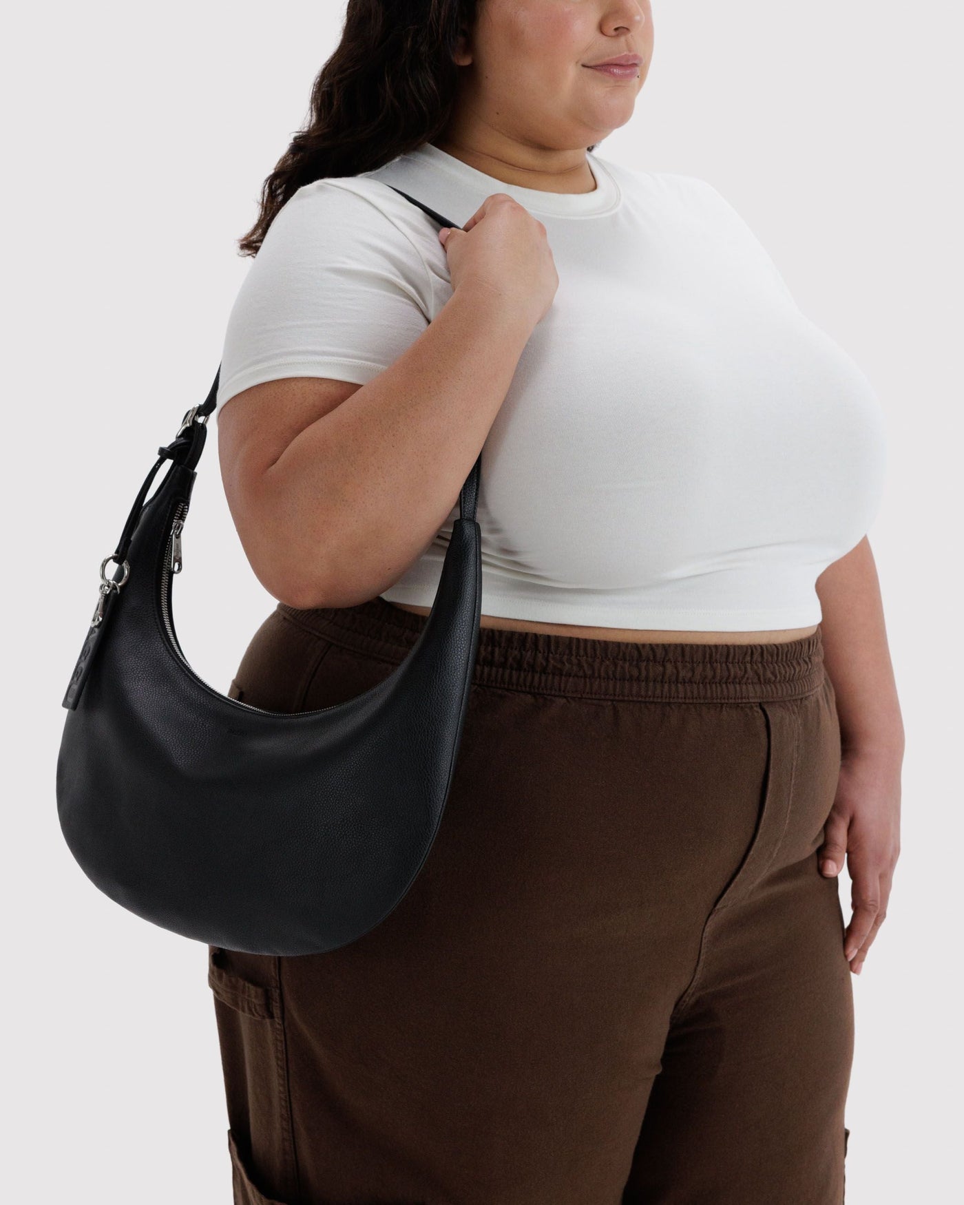 Medium Recycled Leather Flat Crescent T6