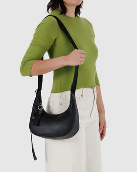 Small Recycled Leather Crescent Bag R0
