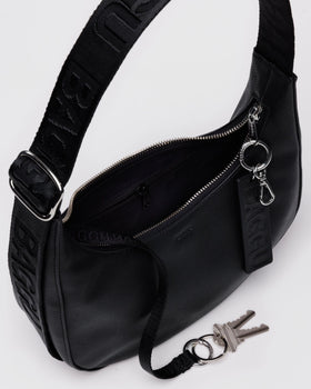 Small Recycled Leather Crescent Bag R0